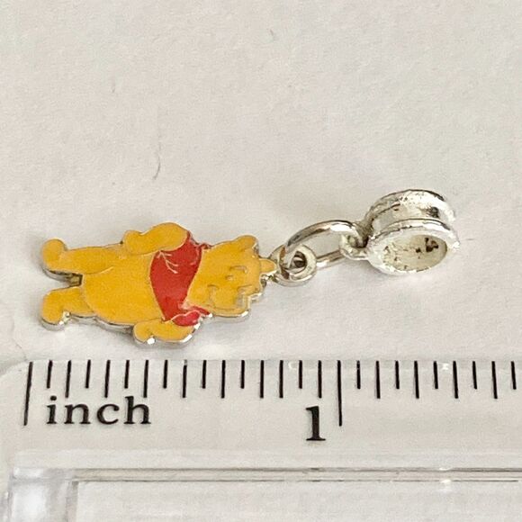 Vintage Disney Winnie the Pooh European Slider Bead Charm for Bracelet Signed - Picture 7 of 7
